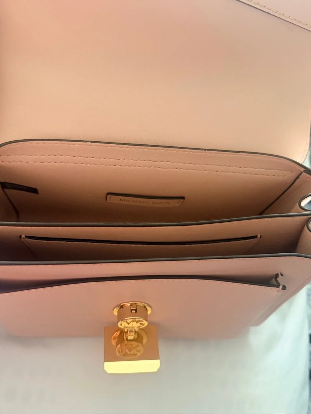 Michael Kors Pale Pink Leather Crossbody with Gold Hardware